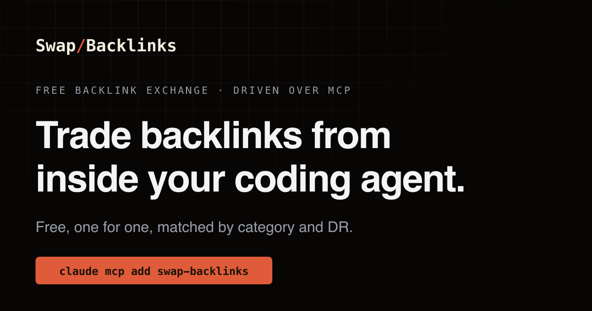 SwapBacklinks – a free link exchange you run from your coding agent